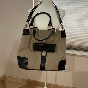 Eileen West Leather/Linen Professional Satchel